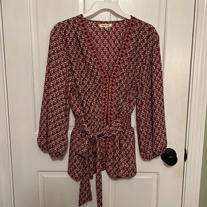 Fall Blouse with elastic and tie waist